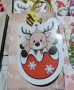   Papír tasak rosegold+üdvözlő kártyával+szalaggal Boldog békés karácsonyi ünnepeket felírattal rénszarvas 18,3x11,7x7,4cm 10db/csomag