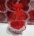 Mini szív doboz piros, dísz kővel, csipkével, piros organza tasakkal,  8x8x3cm 12db/csomag