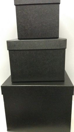Papír doboz 3db-os kocka fekete müa.betétes 16x16x16cm, 14,5x14,5x14,5cm, 13x13x13cm