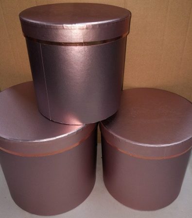 Papír doboz 3db-os henger metál rozgold 19,5cm, 17,5cm 15,5cm