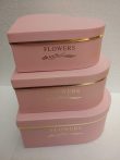   Papír doboz 3db-os rózsaszín szív "Flowers" "L:28.5x26x11cm, M:25.7x23.5x10cm, S23.5x21x8.5cm"
