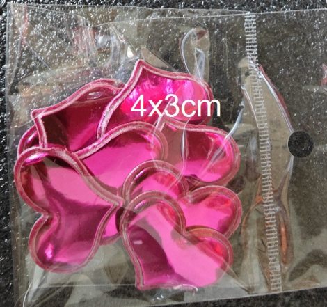 3D tükörfényes szív 4x3cm 25db/csomag rozgold