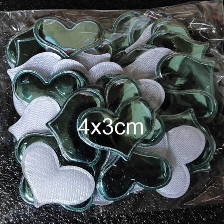 3D tükörfényes szív 4x3cm 25db/csomag türkiz
