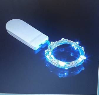 Ledes fényfűzér 2m, 20 led gomb elemes hideg fehér fényű 