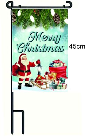 30*45cm időjárásálló geotextil merry mikulás+ zászló tartó rúd